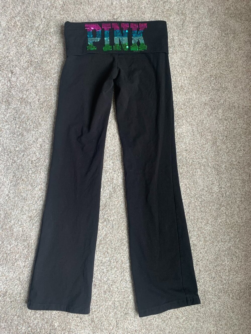 Victoria's Secret Pink Bootcut Yoga Pants, Classic Style Bling Waistband, S NWOT